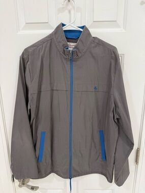 Original Penguin Men's Gray Jacket with Blue Trim